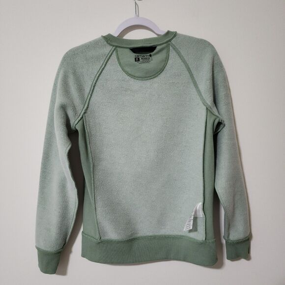 Carhartt Womens Fleece Graphic Sweatshirt Green Cotton Crew Neck #104410 Size XS - Picture 6 of 10